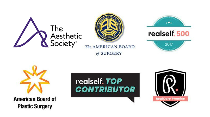 Credential logos for plastic surgery