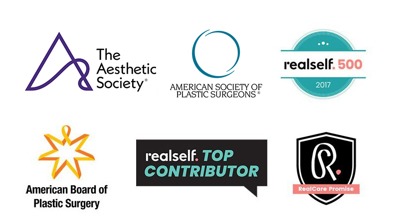 Credential logos for plastic surgery